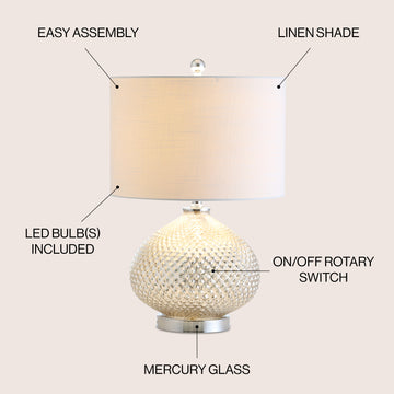 Ames 22.5" LED Glass Table Lamp - JONATHAN Y